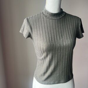 Streetwear Society Rib-Knit Mock Neck T-Shirt